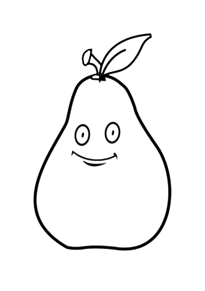 Coloring page Pear with eyes Print